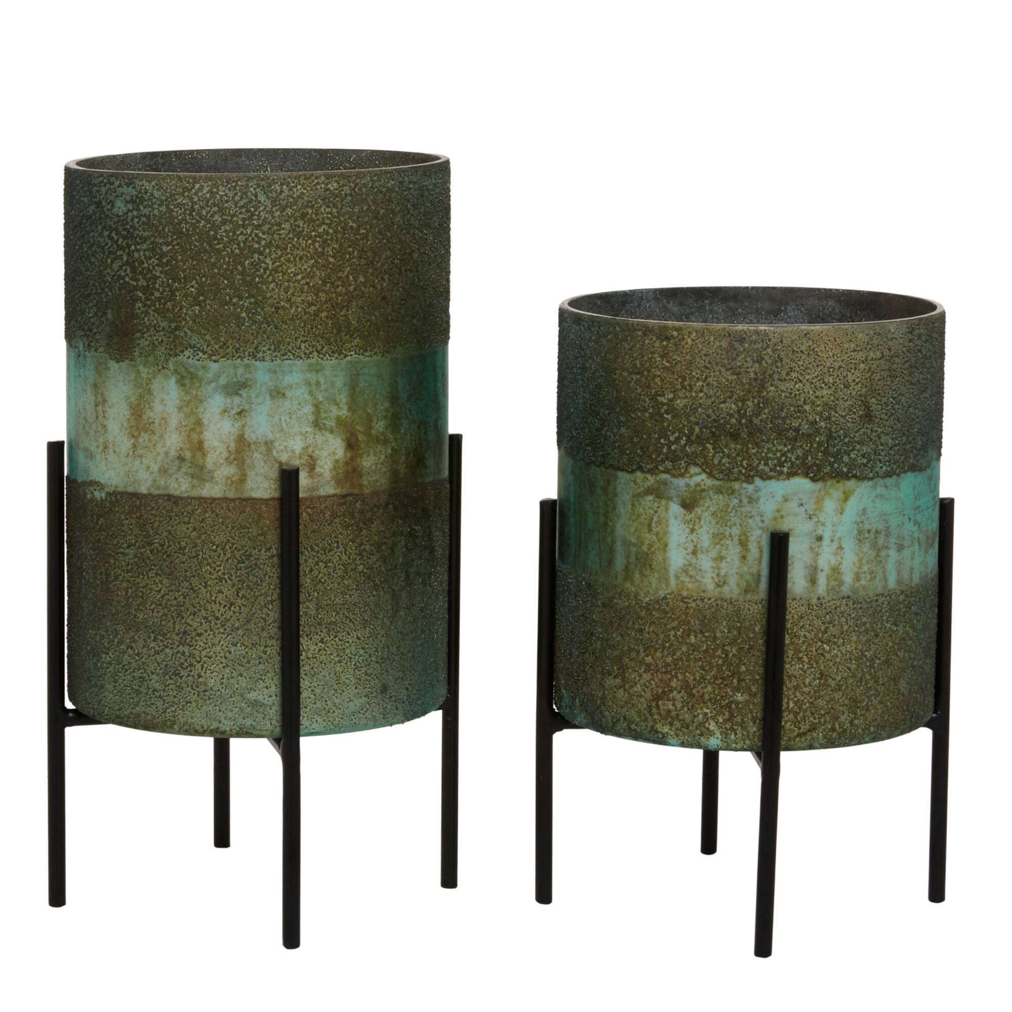 Glass Contemporary Candle Holder Set